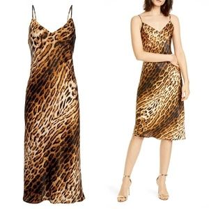 L'AGENCE Jodie Silk Cheetah Print Slip Dress